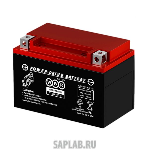 Купить WBR MT129 Аккумулятор мотоциклетный WBR MT 12-9 YTX9-BS 12V 9Ah AGM (залит и готов к применению)